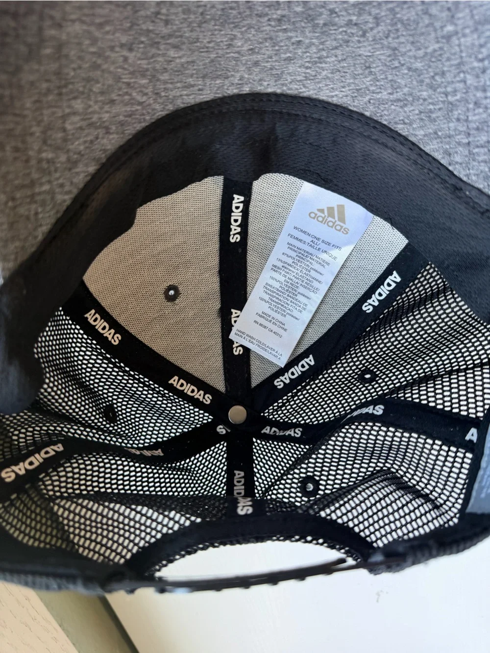 Adidas Women’s Heather Gray Black Mesh Trucker Snapback Hat One Size